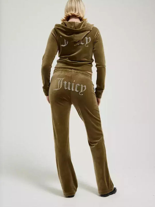 Diamante Tina Sweatpants Velvet Khaki