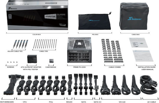 Seasonic PRIME PX ATX3.1 2024 2200W Μαύρο Τροφοδοτικό Υπολογιστή Full Modular 80 Plus Platinum