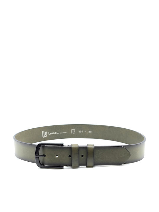 Wide Men's Belt Leather Green