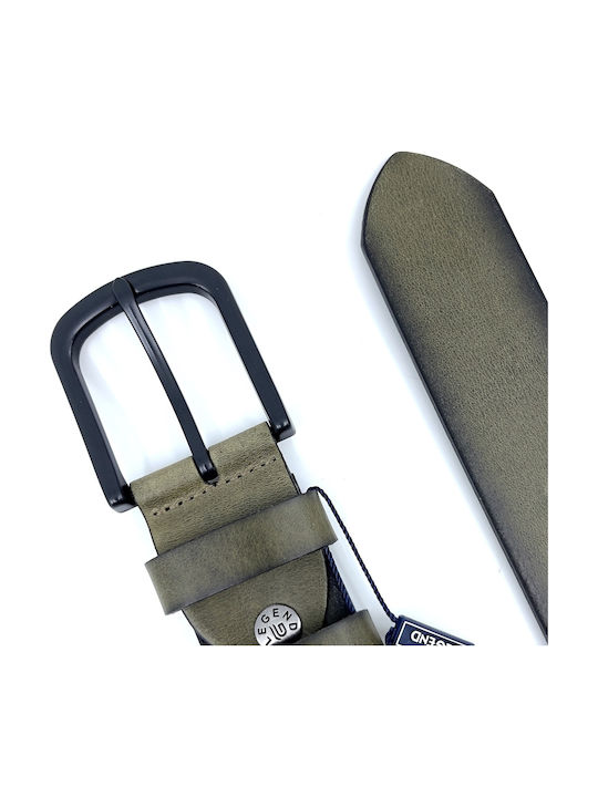 Wide Men's Belt Leather Green