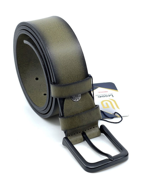 Wide Men's Belt Leather Green