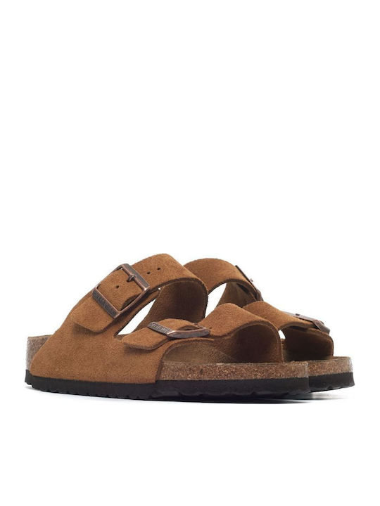 Arizona Leather Women's Flat Sandals Tabac Brown Narrow Fit