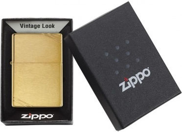 Zippo Gebürsteter Messing Vintage Feuerzeug Flamme in Gold Farbe