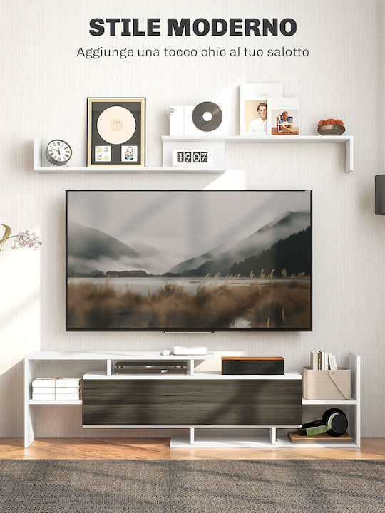 TV Stand White and Black M153.6xD25xH42cm