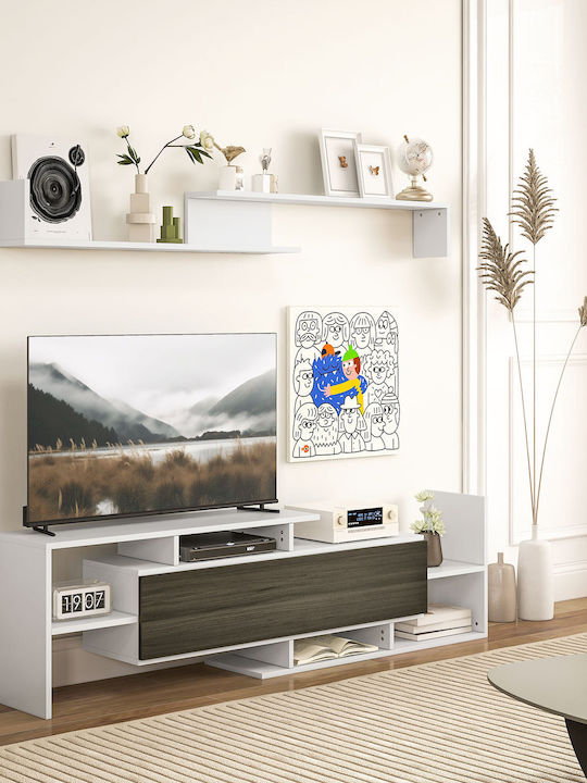 TV Stand White and Black M153.6xD25xH42cm