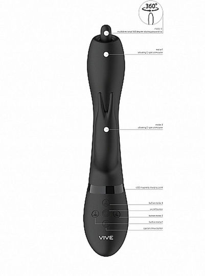 Vive Nilo Vibrator Kaninchen Pinpoint Rotierender G-Punkt Kaninchen 22cm Black
