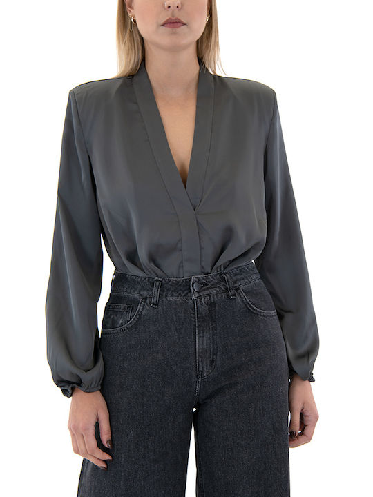 MY T Long Sleeve Bodysuit Gray