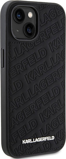 Karl Lagerfeld Quilted K Pattern Umschlag Rückseite Kunststoff Schwarz (iPhone 15 Plus / 16 Plus)