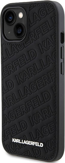 Karl Lagerfeld Quilted K Pattern Umschlag Rückseite Kunststoff Schwarz (iPhone 15 Plus / 16 Plus)