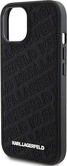 Karl Lagerfeld Quilted K Pattern Umschlag Rückseite Kunststoff Schwarz (iPhone 15 Plus / 16 Plus)