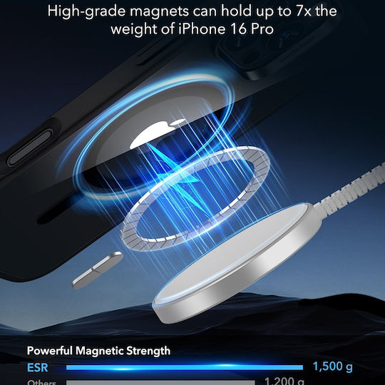 ESR Classic Hybrid Halolock Umschlag Rückseite Silikon / Kunststoff 0.7mm Schwarz (iPhone 17 Pro / iPhone 16 Pro)