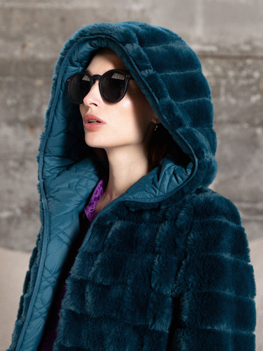 Women's Short Fur petrol