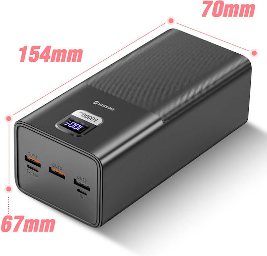 Swissten Power Bank 50000mAh 100W με 3 Θύρες USB-A και Θύρα USB-C Quick Charge 3.0 Μαύρο