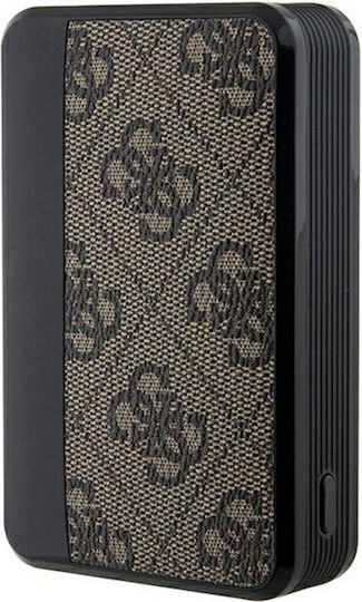 Guess Metal Logo Power Bank 10000mAh 18W με Θύρα USB-A και Θύρα USB-C Καφέ