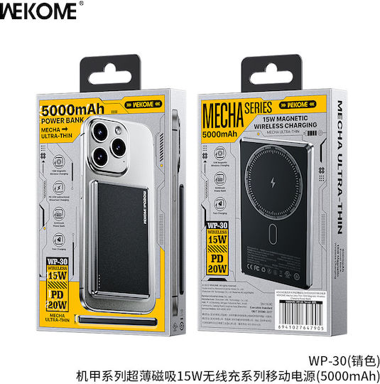 WK WP-30 MagSafe Power Bank 5000mAh 20W Power Delivery Μαύρο