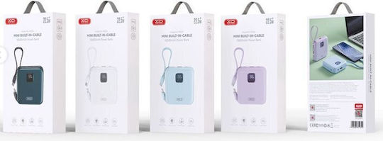 XO PR235 Power Bank 10000mAh 22.5W με Θύρα USB-A και Θύρα USB-C Quick Charge 2.0 Μωβ