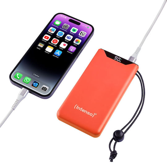 Intenso F10000 Power Bank 10000mAh 20W с USB-A порт и USB-C порт Бързо зареждане 3.0 Оранжев