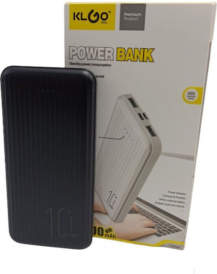 KLGO KP-56 Power Bank 10000mAh with 2 USB-A Ports Black
