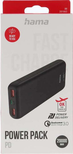 HAMA PD20-HD" Power Bank 20000mAh Μαύρο