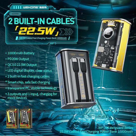 WK Wp-345 Power Bank 10000mAh 20W Power Delivery Μαύρο