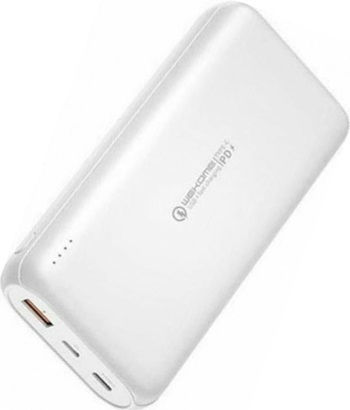 WK Gifon WP-187 Power Bank 10000mAh 18W with USB-A Port and USB-C Port Quick Charge 3.0 White