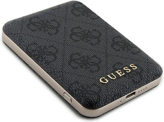 Guess Metal Logo MagSafe Power Bank 5000mAh 15W with USB-A Port and USB-C Port Black