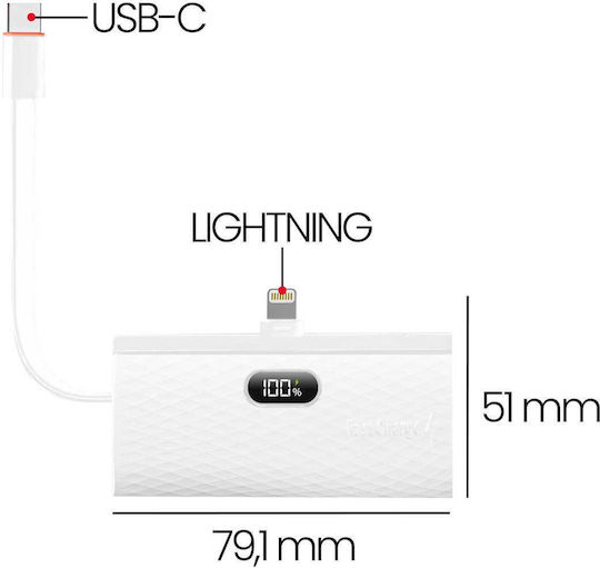 Forcell F-Energy Power Plug F5K3 Lightning 5000mAh 20W Power Delivery Λευκό