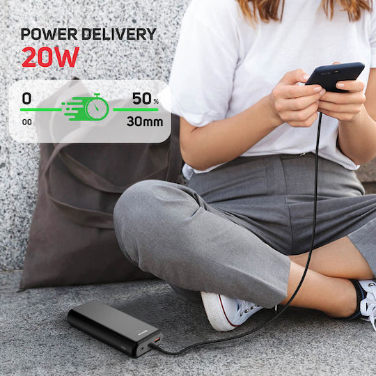 Swissten Power Bank 20000mAh with USB-A Port and 2 USB-C Ports Black