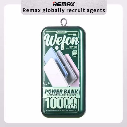 Remax RPP-636 Power Bank 10000mAh 20W με Θύρα USB-C Power Delivery / Quick Charge 3.0 Ροζ Χρυσό