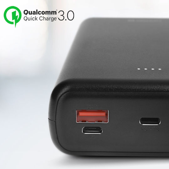 Swissten Power Bank 30000mAh 20W με 2 Θύρες USB-A και 3 Θύρες USB-C Power Delivery Μαύρο