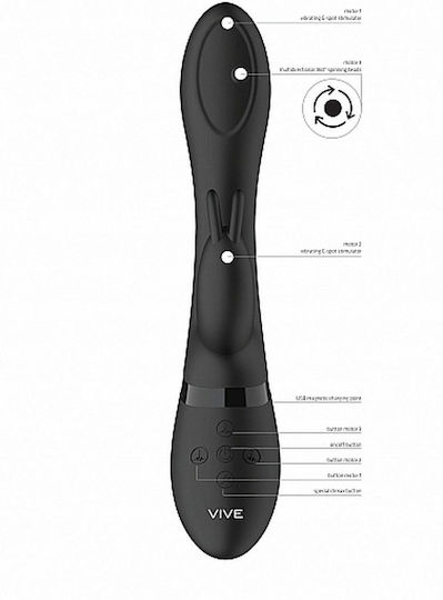 Vive Mira Δονητής Rabbit 21cm Black