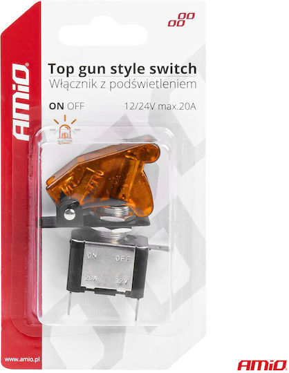 AMiO Διακόπτης On/Off Αυτοκινήτου 12V-24V Πορτοκαλί