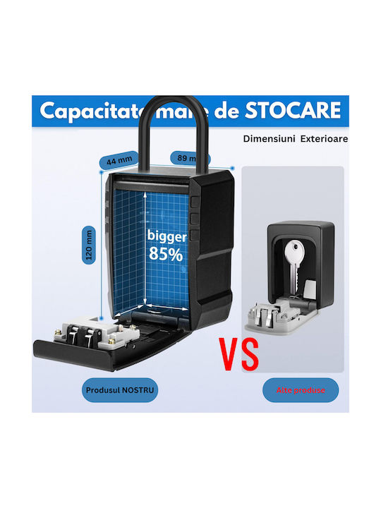Suport De Chei Cu Combinație Metalic Cu Roată Cu Combinație 7 Compartimente 8.9x4.4x12cm Montare Pe Perete