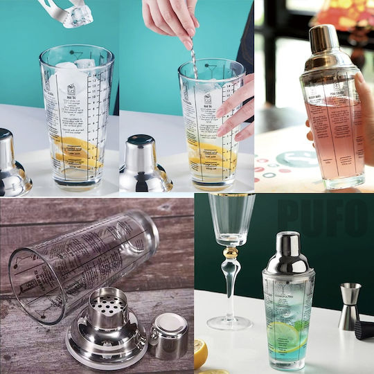 Glass Cocktail Shaker Lid Bar Cocktails 450 Ml