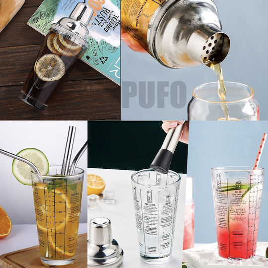 Glass Cocktail Shaker Lid Bar Cocktails 450 Ml