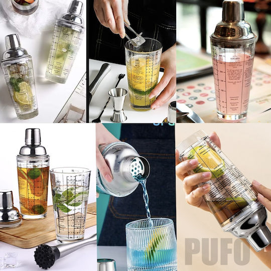 Glass Cocktail Shaker Lid Bar Cocktails 450 Ml