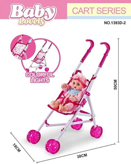 Doll Stroller Pink for 3+ Years Old 52 cm. 1pcs