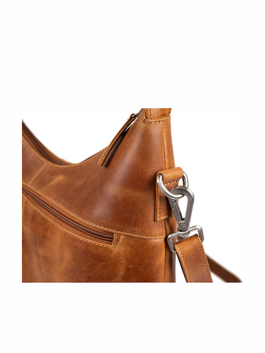 Leder Damentasche Schultertasche Tabac Braun