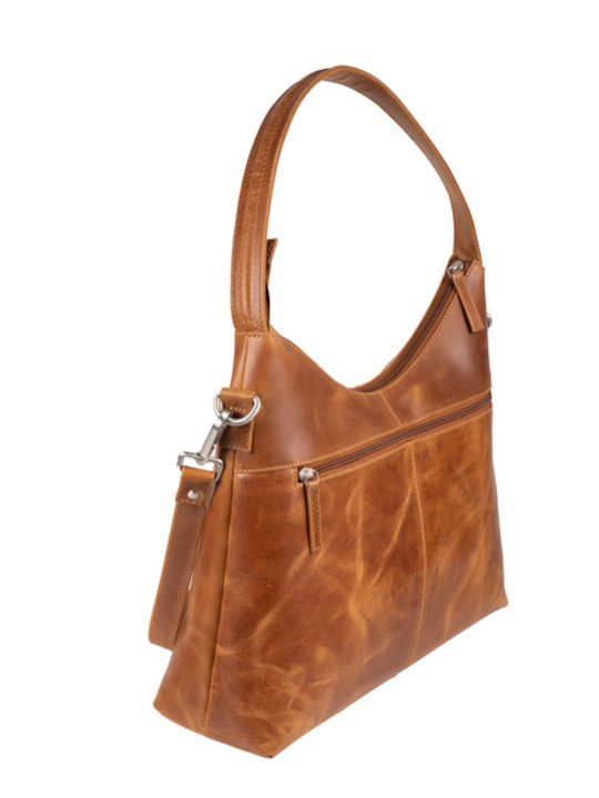 Leder Damentasche Schultertasche Tabac Braun