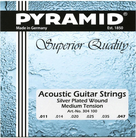 Pyramid Set of Silver Plated Strings for Acoustic Guitar Superior Quality Medium 11 - 47"