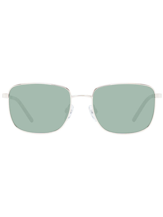 Benetton Sunglasses with Silver Metal Frame and Green Lens BE7035 402