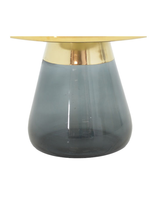 Pakketo Rundes Zentral Kaffeetisch Lafo Glas Gold Chrom-Matt Schwarz M60xL60xH42cm