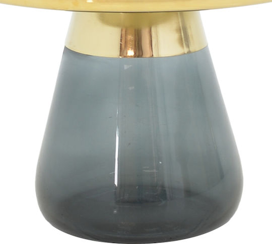 Pakketo Rundes Zentral Kaffeetisch Lafo Glas Gold Chrom-Matt Schwarz M60xL60xH42cm