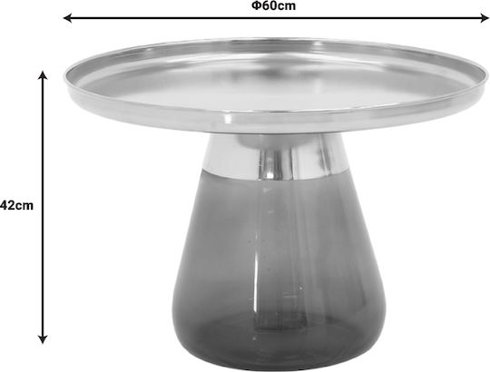 Pakketo Rundes Zentral Kaffeetisch Lafo Glas Gold Chrom-Matt Schwarz M60xL60xH42cm