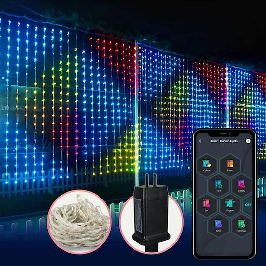 Intelligente LED-Lichterkette als Vorhang 2 m x 200 cm RGB Intelligente LED-Lichterkette als Vorhang 2 m x 200 cm RGB