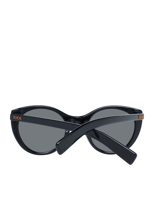 Zegna Women's Sunglasses with Black Plastic Frame and Gray Lens ZC0009-F 01A