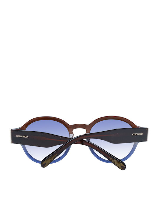Scotch & Soda Unisex Sonnenbrille mit Mehrfarbig Kunststoff Gestell und Hellblau Verlaufsfarbe Linse SS7020-101