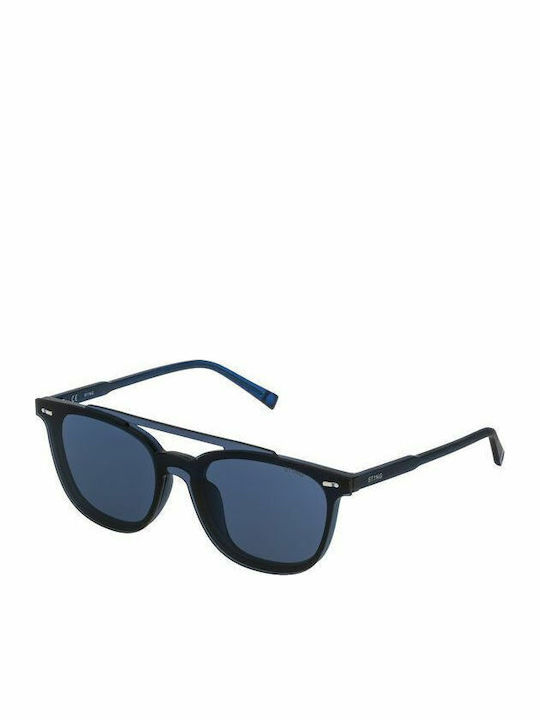 Sting Herren Sonnenbrille mit Schwarz Kunststoff Gestell und Blau Linse