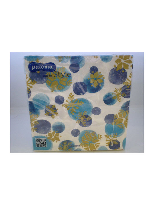 Weihnachts-Luxusservietten Paloma 20 Stück Schneeflocken Blau