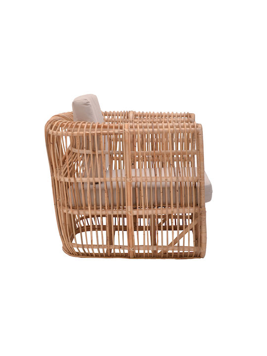 Outdoor-Sessel Rattan Fajole Natural - Beige mit Kissen 86x86x66εκ.